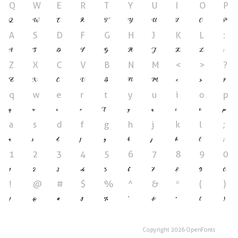 Character Map of Joan Charlotte Regular