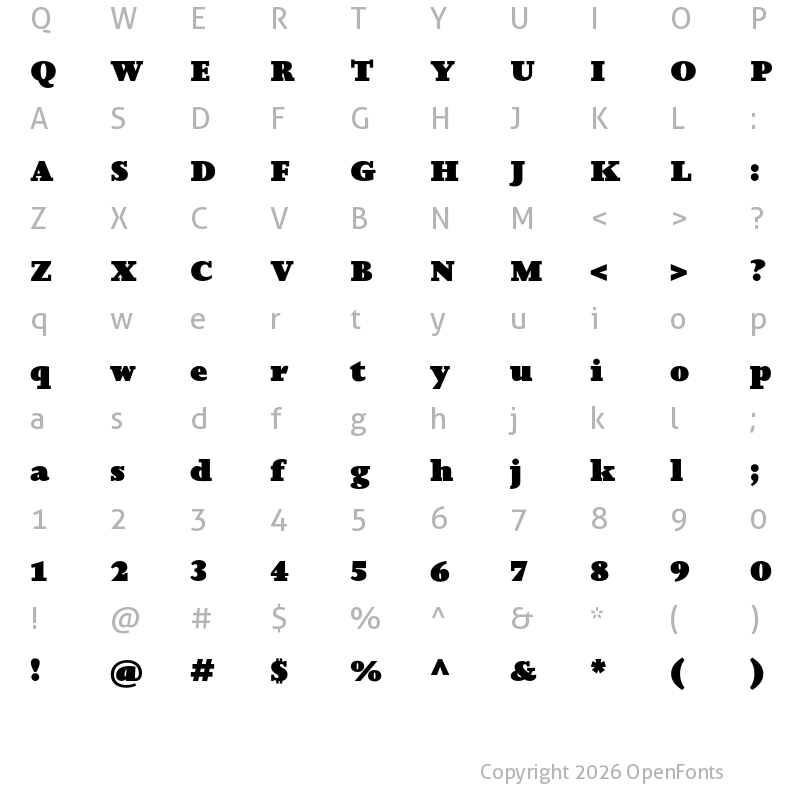 Character Map of Joanna Nova UltraBlack