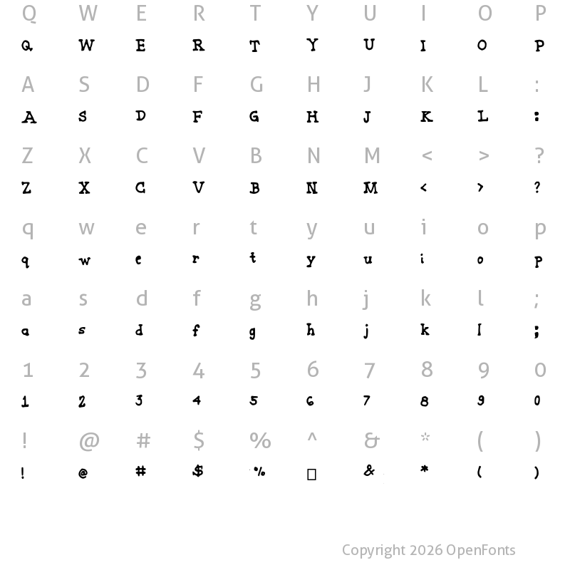 Character Map of JoanneMarkerSerif Medium