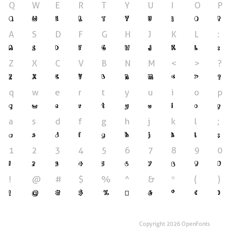 Character Map of JoanneTicTac Medium