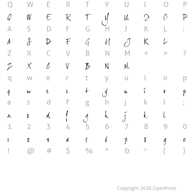 Character Map of joeHand 2 Regular
