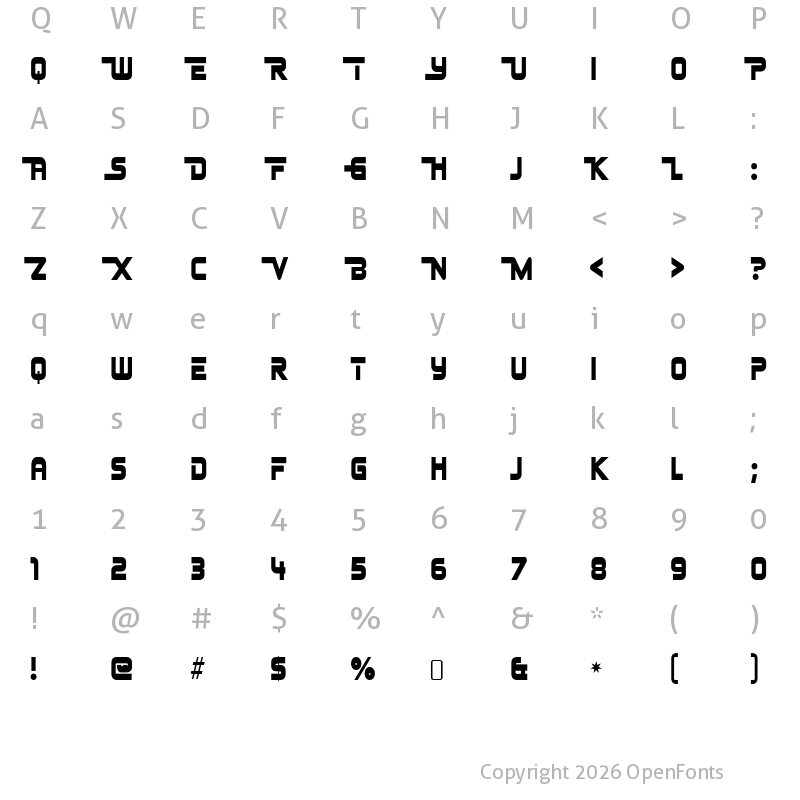 Character Map of Johnny Fever Regular