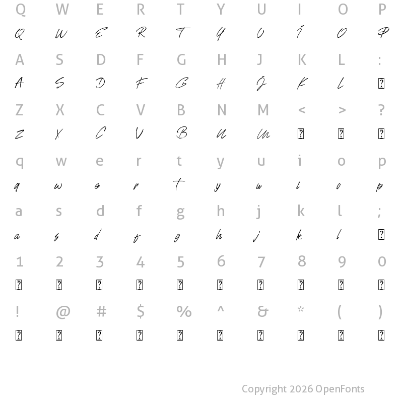 Character Map of Johnson Rock Regular