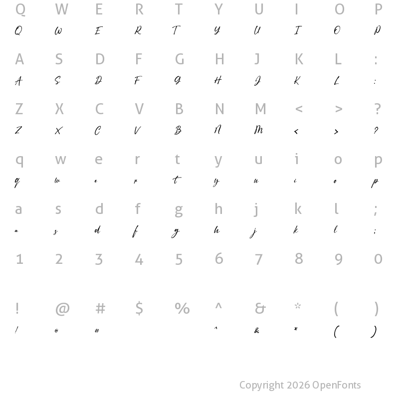 Character Map of Jolly DEMO Regular