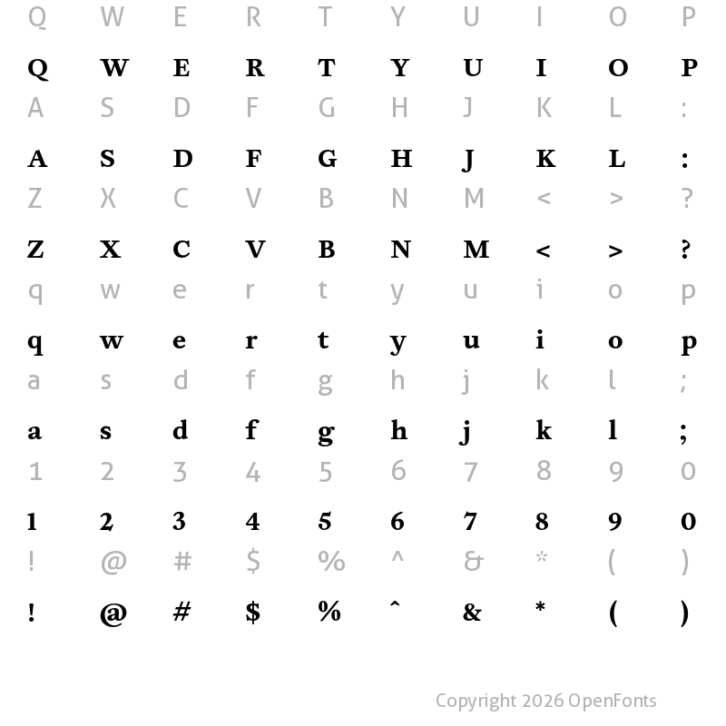 Character Map of Joly Text Black