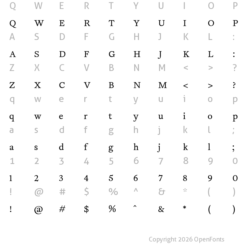 Character Map of Joly Text Regular
