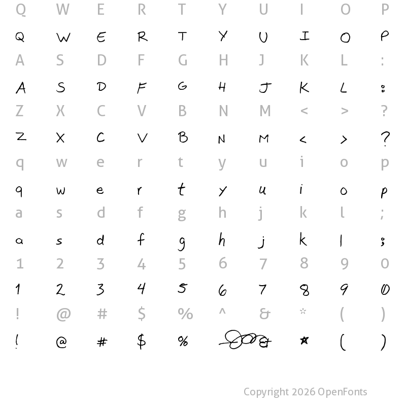 Character Map of Jon Sans Regular
