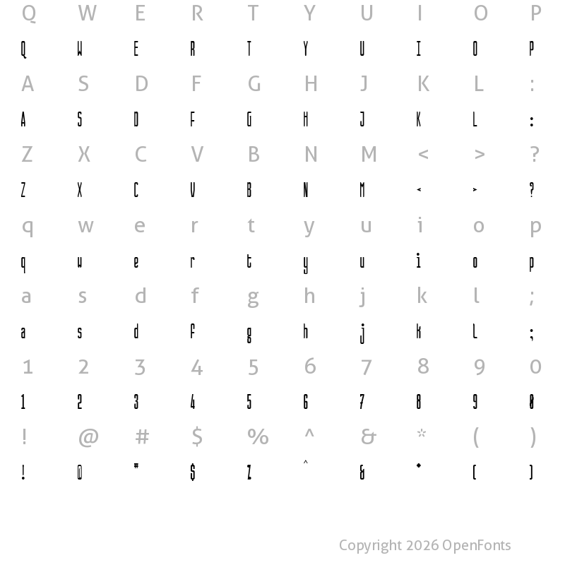 Character Map of Jonarun Regular