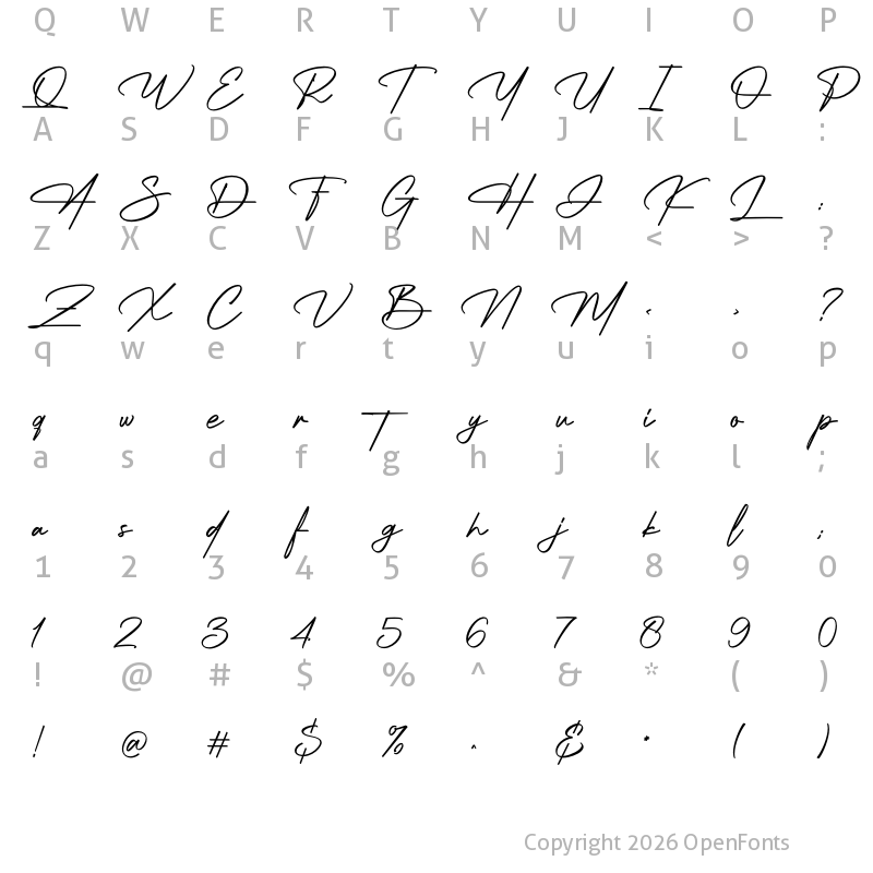 Character Map of Jonathan Andrea Script