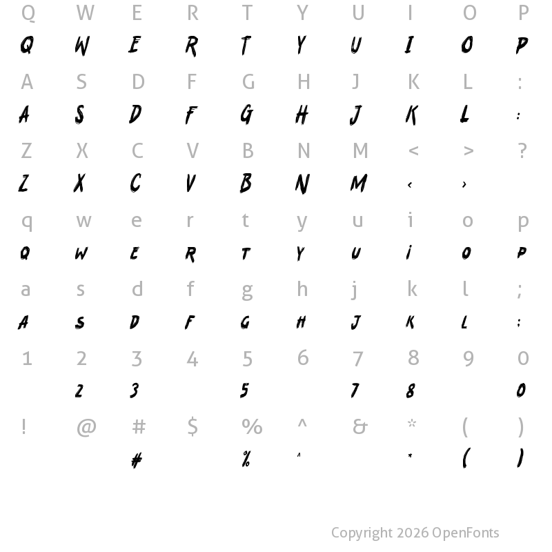 Character Map of Joorick Regular