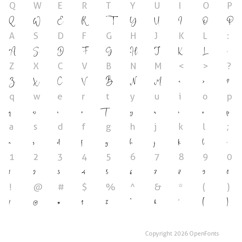 Character Map of Jordan Script Regular