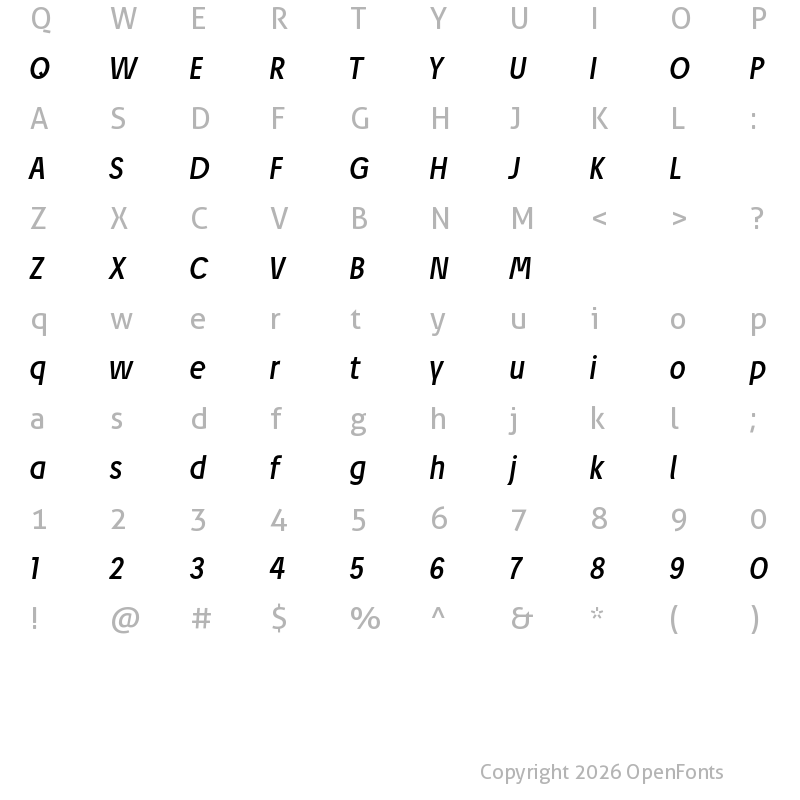 Character Map of Josef Pro Italic