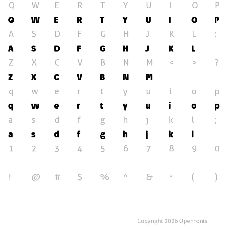 Character Map of Josefa Rounded Reduced Bold