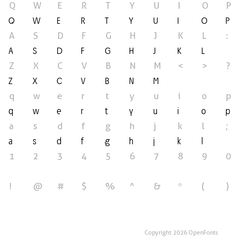 Character Map of Josefa Rounded Reduced Light