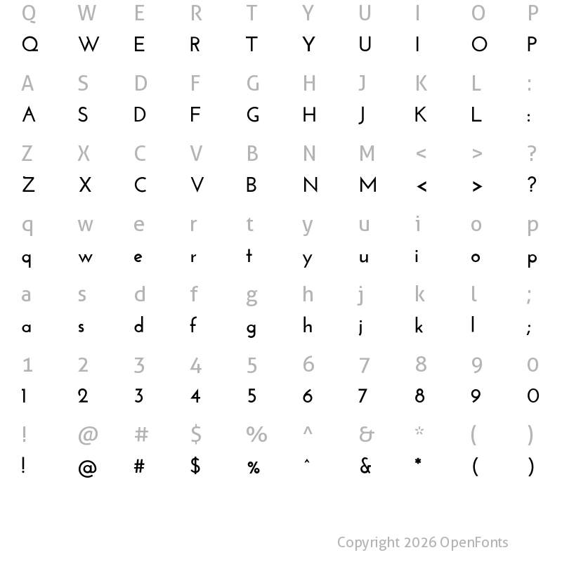 Character Map of Josefin Sans Bold