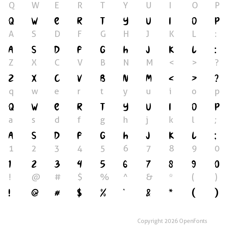 Character Map of Joseta Free Personal Use Regular