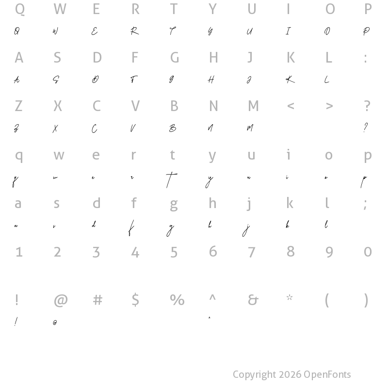 Character Map of Joshlyne Signature Regular