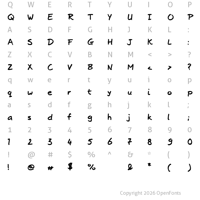 Character Map of Josschrift Bold Bold