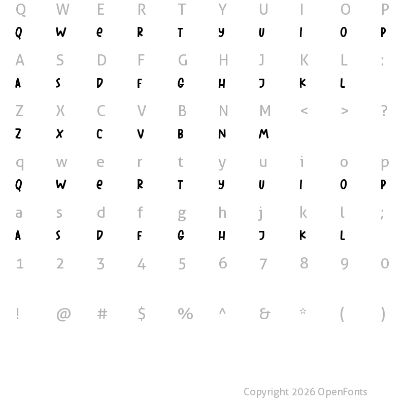 Character Map of Joy Maker Demo Regular