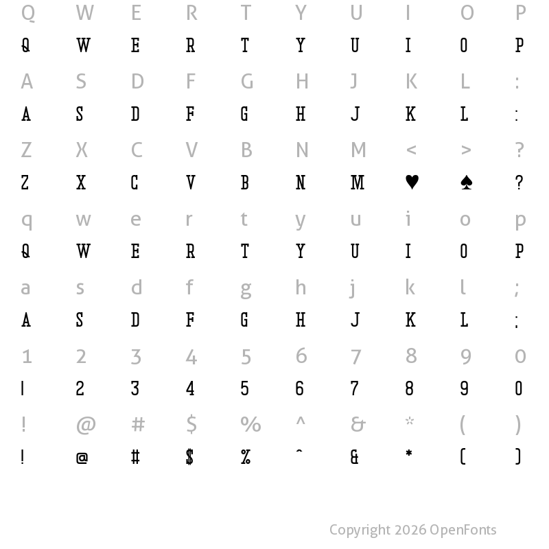 Character Map of JQKAs Wild Regular