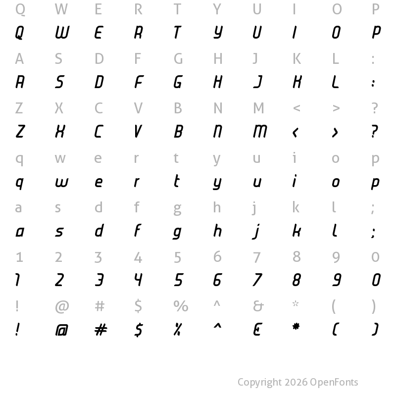 Character Map of JUICE Bold Italic Regular