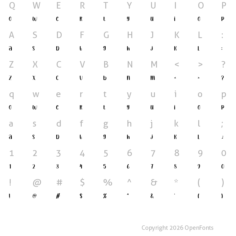 Character Map of Juice Mango Regular