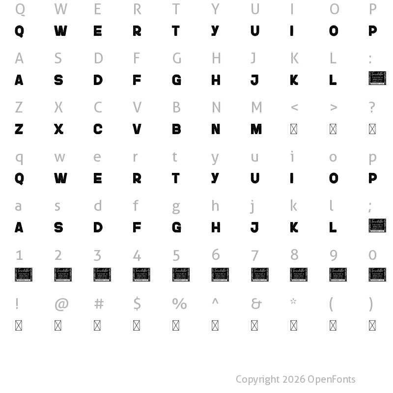 Character Map of JUKOTHA Personal Use