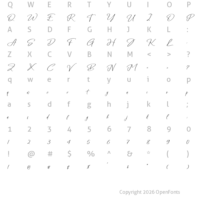 Character Map of Juliethon Berllyan Regular
