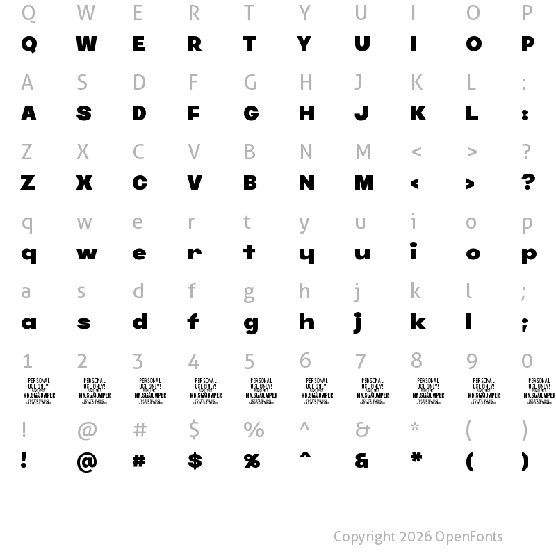 Character Map of Jumper PERSONAL USE ONLY Black