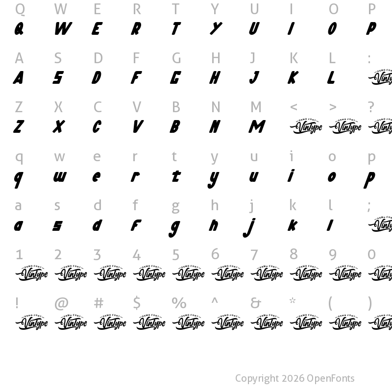 Character Map of Jumps Hill Demo Outline