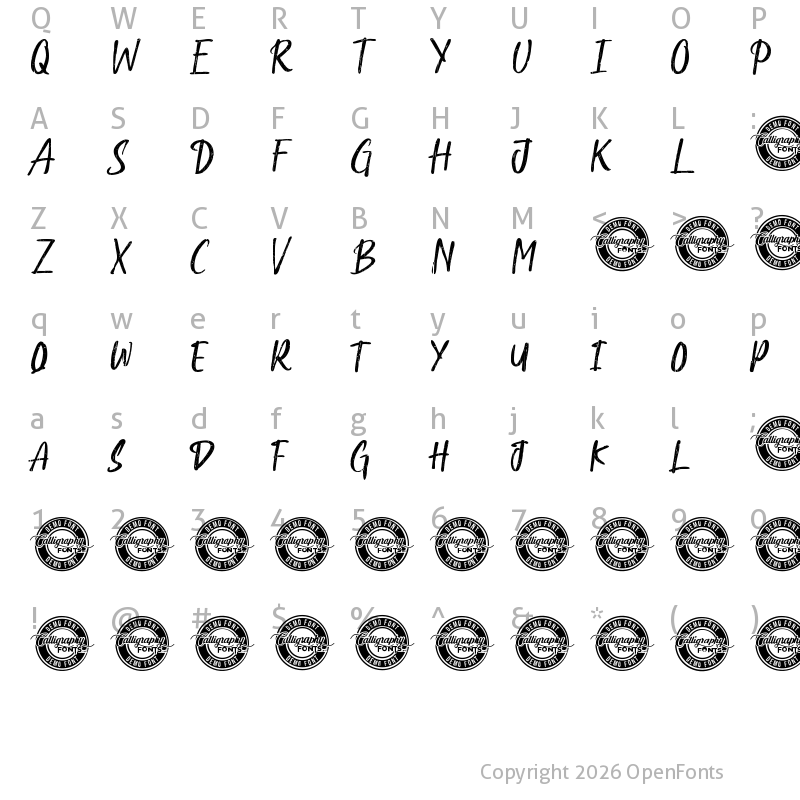 Character Map of Jungle Queen Demo Regular