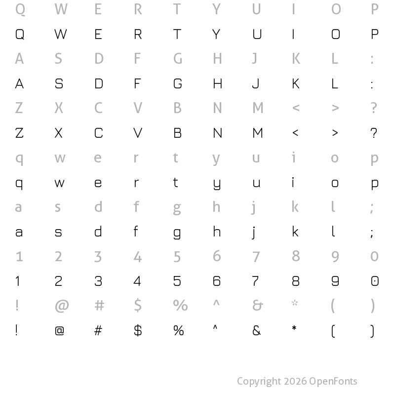 Character Map of Jura Regular