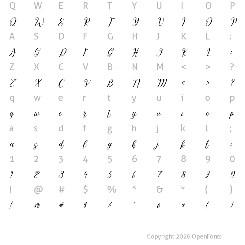 Character Map of Jusline - Personal use Italic