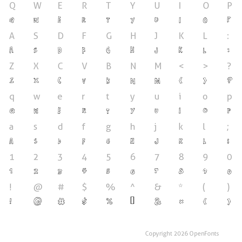 Character Map of Just a dream Hollow Regular