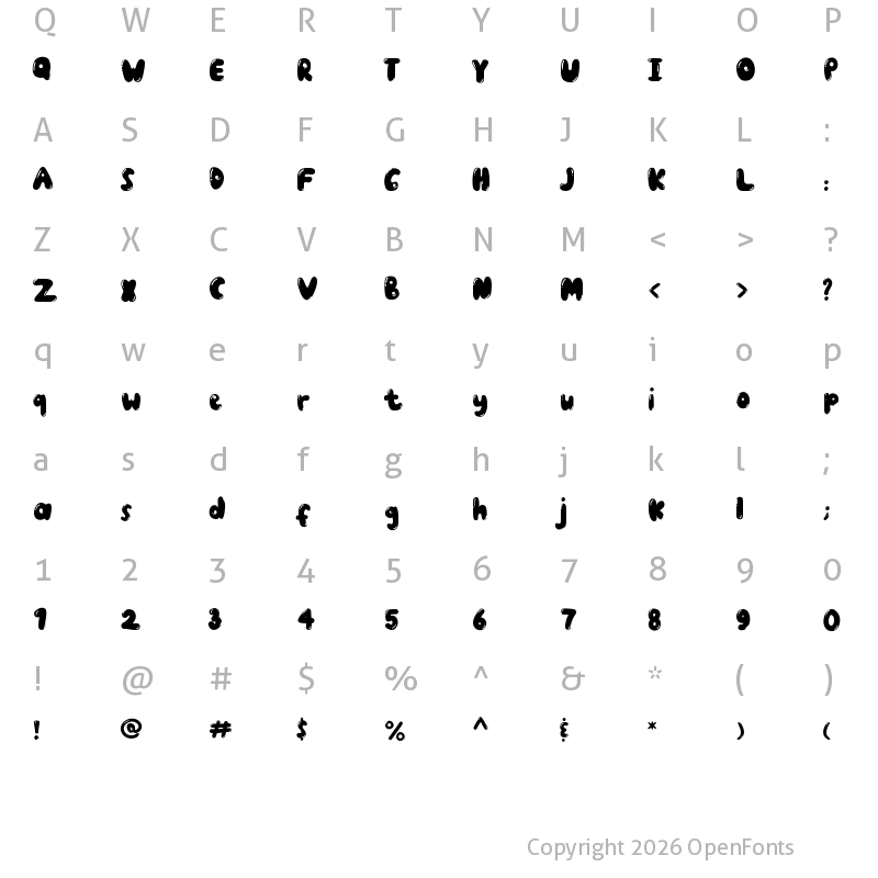 Character Map of Just Bubble Regular