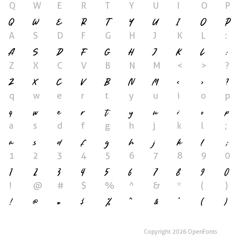 Character Map of Just For You Free Trial Regular