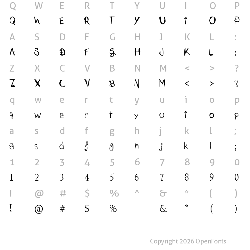 Character Map of Just Jessie Regular