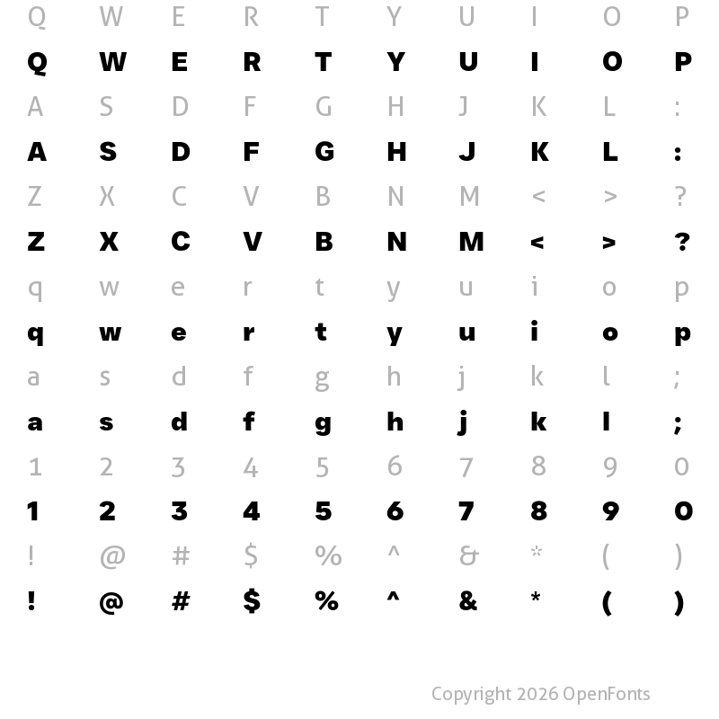 Character Map of JUST Sans ExBold