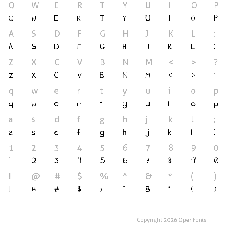Character Map of JustDucky SemiSerif