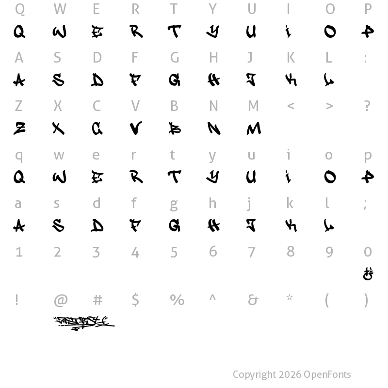 Character Map of justfist Regular