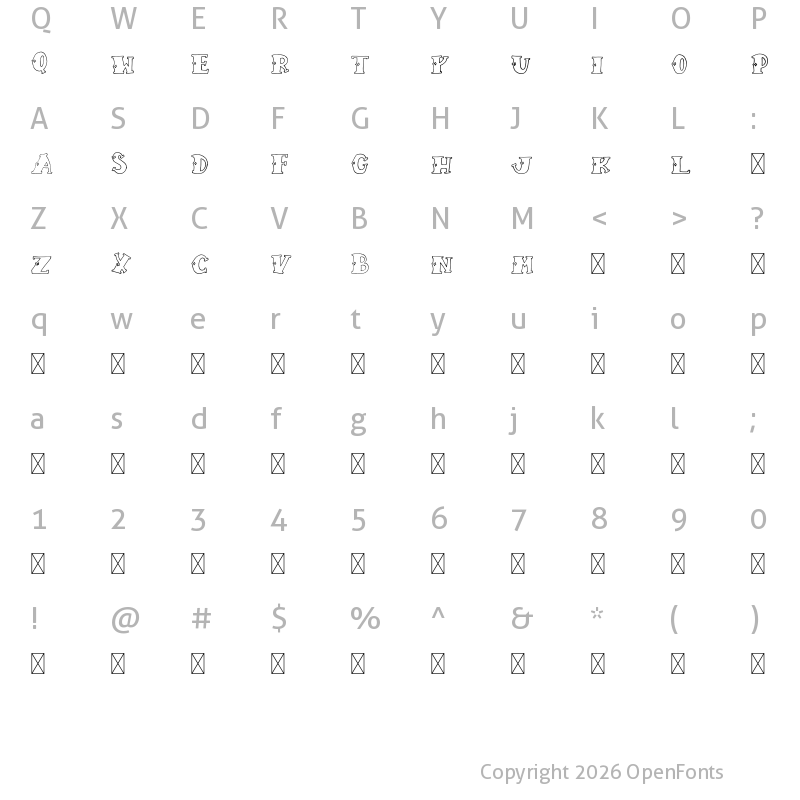 Character Map of JUSTINALETTERING Regular