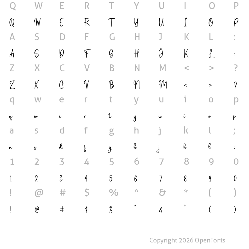 Character Map of Justring Regular