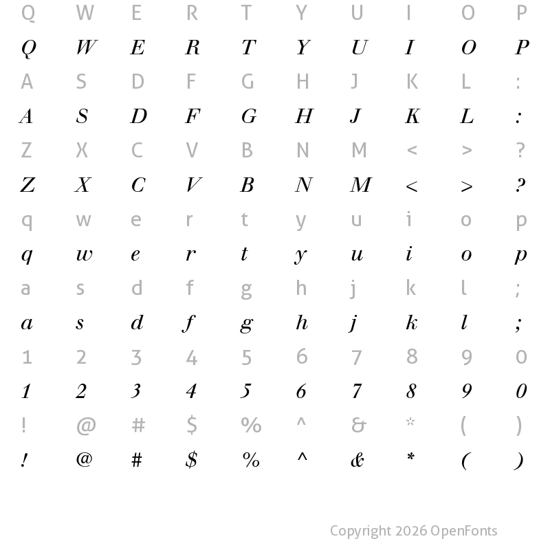 Character Map of Justus Italic