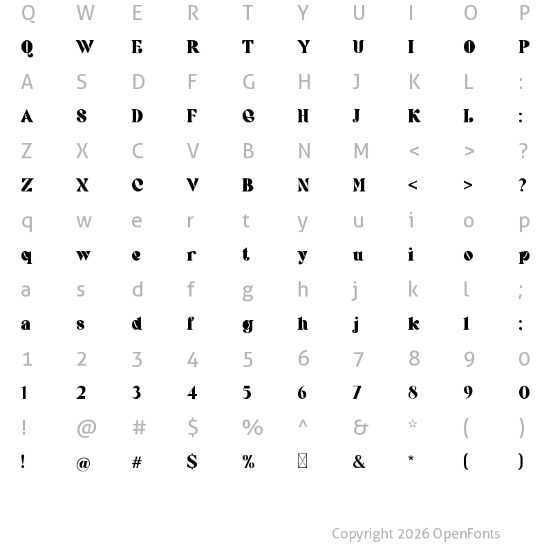 Character Map of Juvenilia Regular