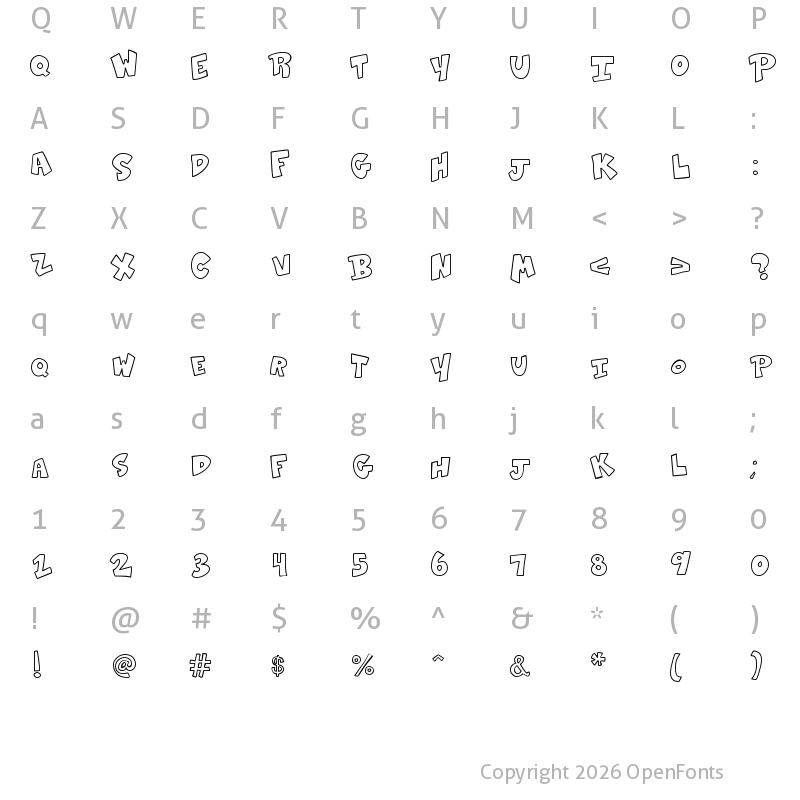Character Map of K26SidewalkChalk Regular