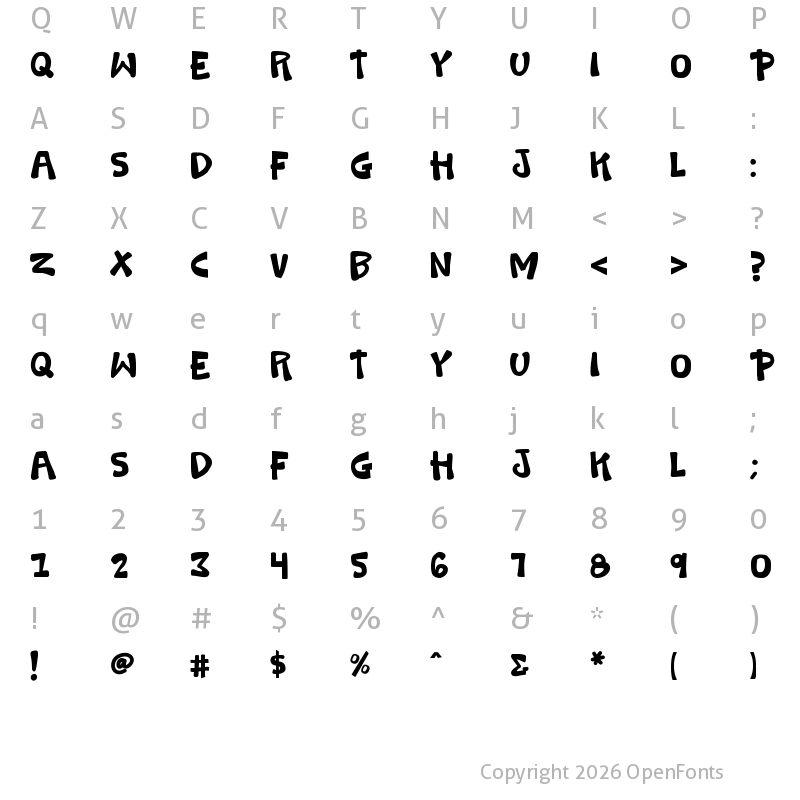 Character Map of K26Swashbuckle Regular