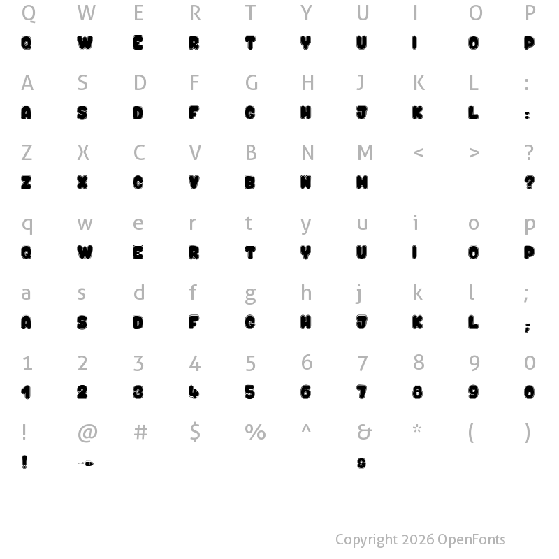 Character Map of Kaboom_PersonalUseOnly Regular