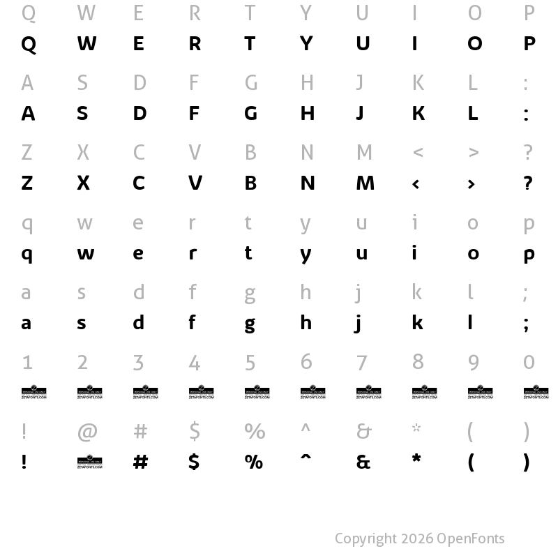 Character Map of Kabrio Alternate Bold