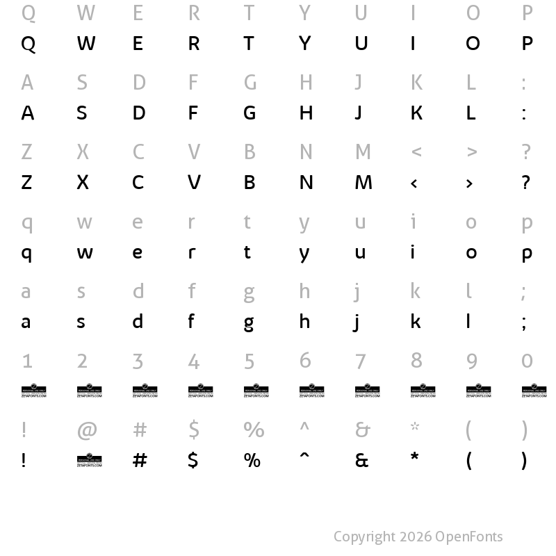 Character Map of Kabrio Alternate Regular