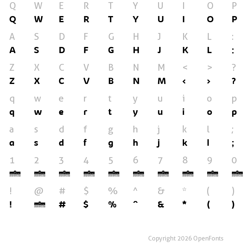 Character Map of Kabrio Bold